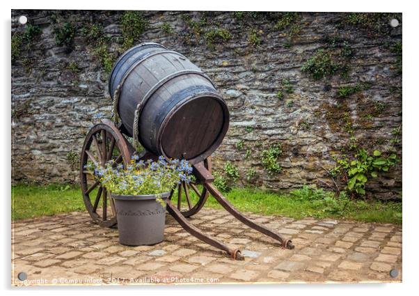 old wine barrel with wheels  Acrylic by Chris Willemsen