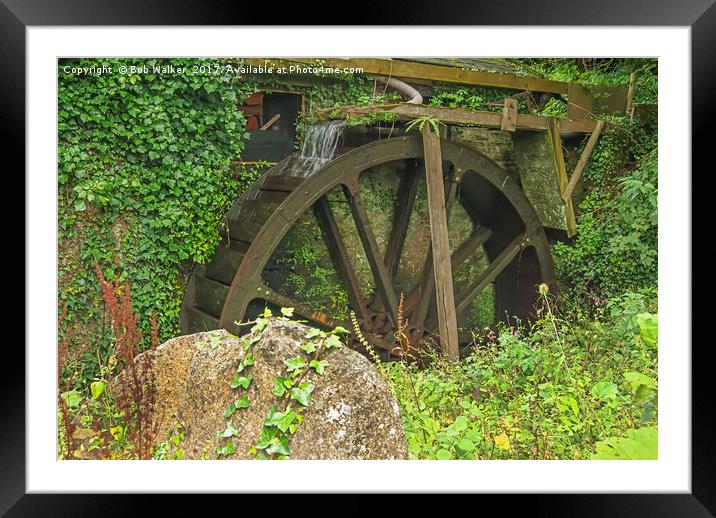 Water Wheel - Melinsey Mill Framed Mounted Print by Bob Walker