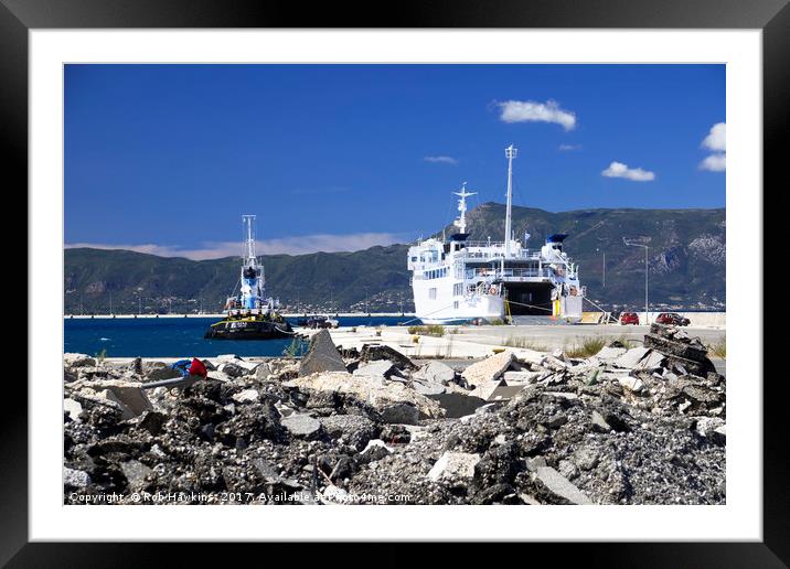 Corfu Ferry  Framed Mounted Print by Rob Hawkins