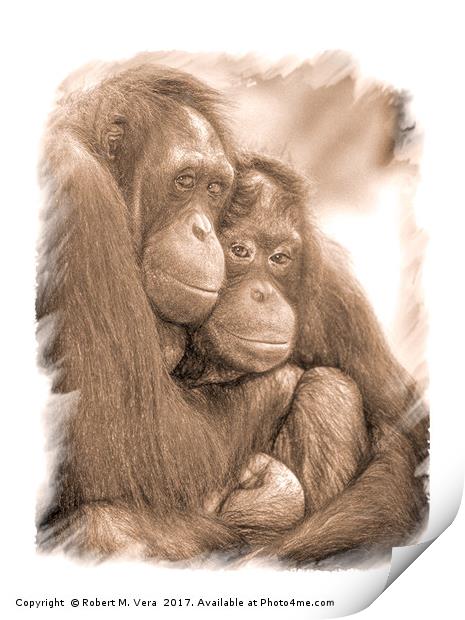 Orangutan Sisters Print by Robert M. Vera