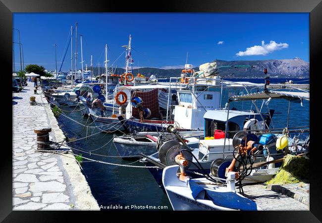 Fishing boats of Corfu Town  Framed Print by Rob Hawkins