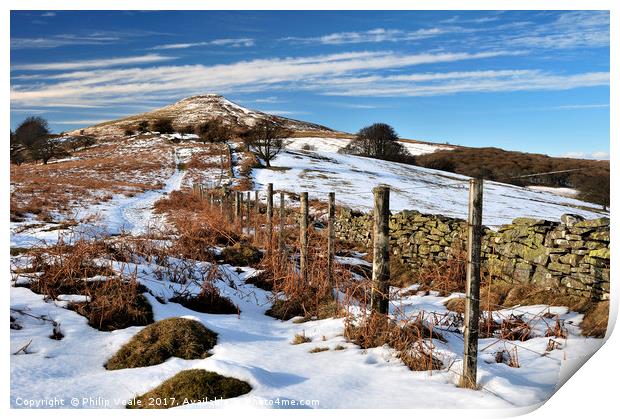 Sugar Loaf, Abergavenny in Winter. Print by Philip Veale