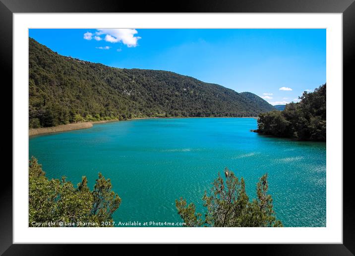 Emerald lake running through Krka National Park Cr Framed Mounted Print by  