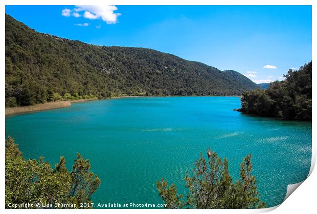 Emerald lake running through Krka National Park Cr Print by  