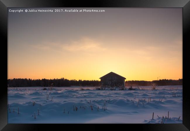 Setting Sun Over The Fields Framed Print by Jukka Heinovirta