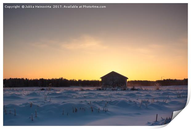 Setting Sun Over The Fields Print by Jukka Heinovirta