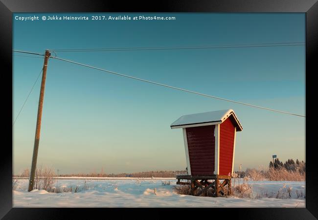 Milk Shelter And A Telephone Pole Framed Print by Jukka Heinovirta