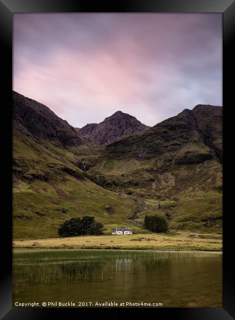 Achnambeithach Cottage Sunrise Framed Print by Phil Buckle