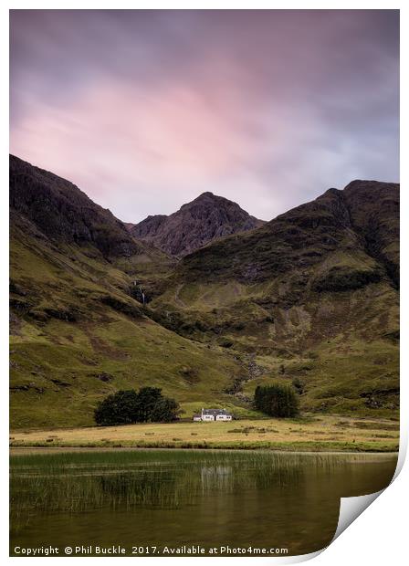 Achnambeithach Cottage Sunrise Print by Phil Buckle