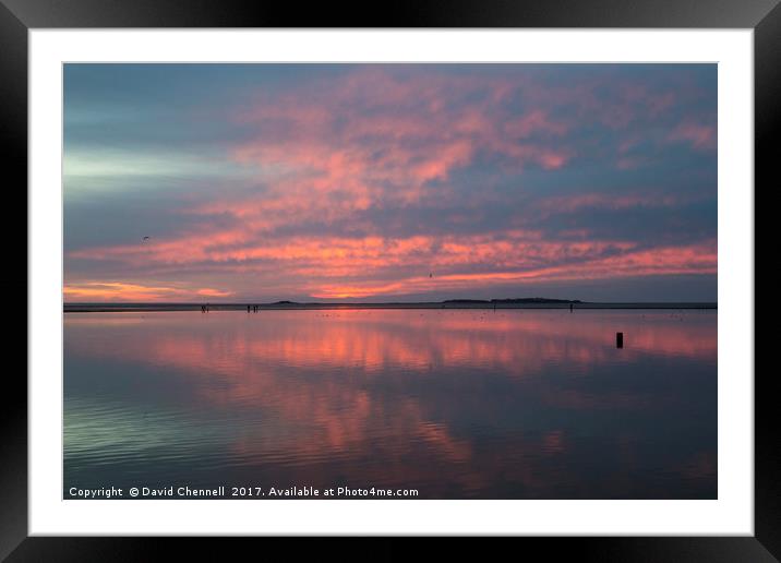 West Kirby Sunset Reflection  Framed Mounted Print by David Chennell
