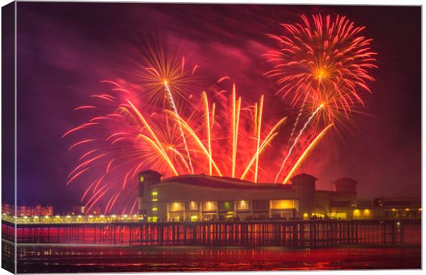 Weston pier fireworks display Canvas Print by Dean Merry