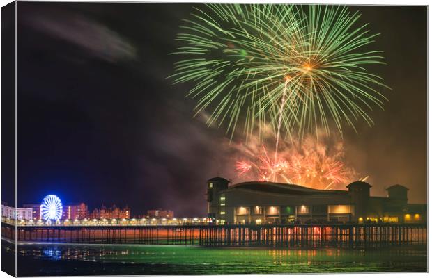 Weston pier fireworks display Canvas Print by Dean Merry