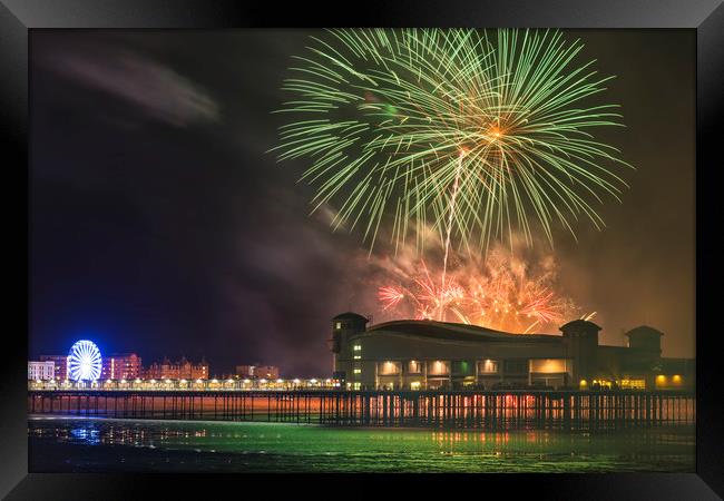 Weston pier fireworks display Framed Print by Dean Merry