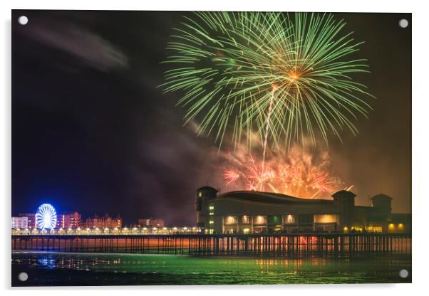Weston pier fireworks display Acrylic by Dean Merry