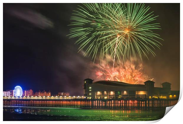 Weston pier fireworks display Print by Dean Merry