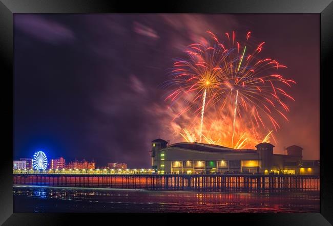 Weston pier fireworks display Framed Print by Dean Merry