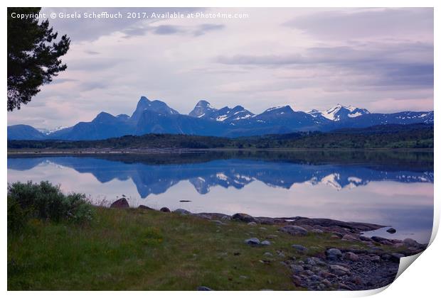 A Mystic Summer Night on Tysfjorden Print by Gisela Scheffbuch