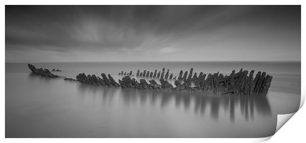 brean sands shipwreck Print by kevin murch