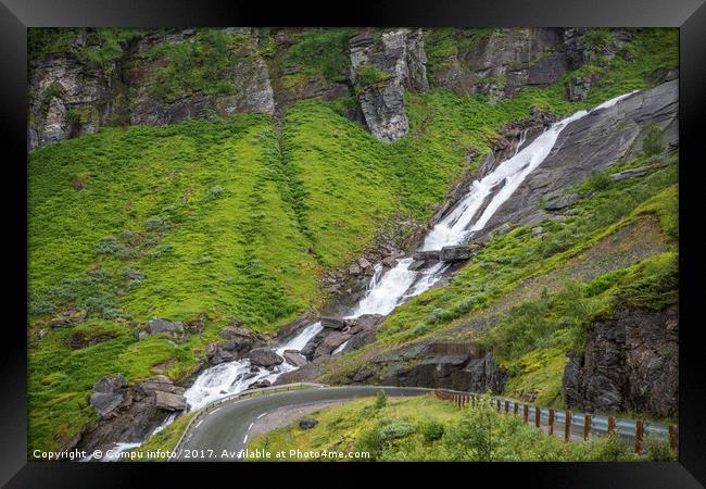 small waterfall in the area of the likholefossen w Framed Print by Chris Willemsen