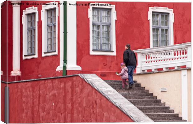 Walking Up The Stairs Canvas Print by Jukka Heinovirta