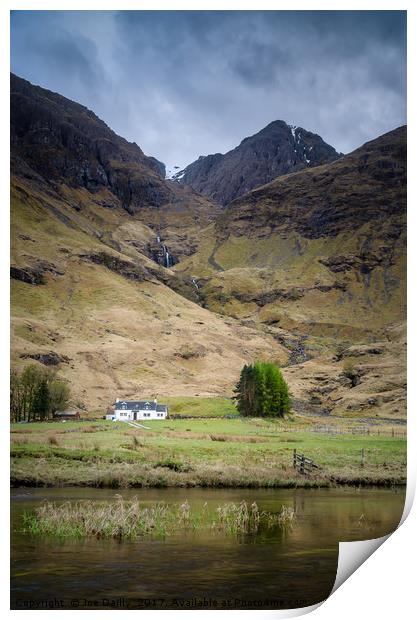 Loch Achtriochtan,  Achnambeithach Cottage , Glenc Print by Joe Dailly