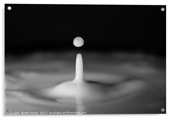"Fluid Ripples: Captivating Monochrome Waterdrop" Acrylic by Mel RJ Smith