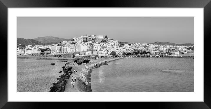 Sun Sets on Chora in Mono Framed Mounted Print by Naylor's Photography