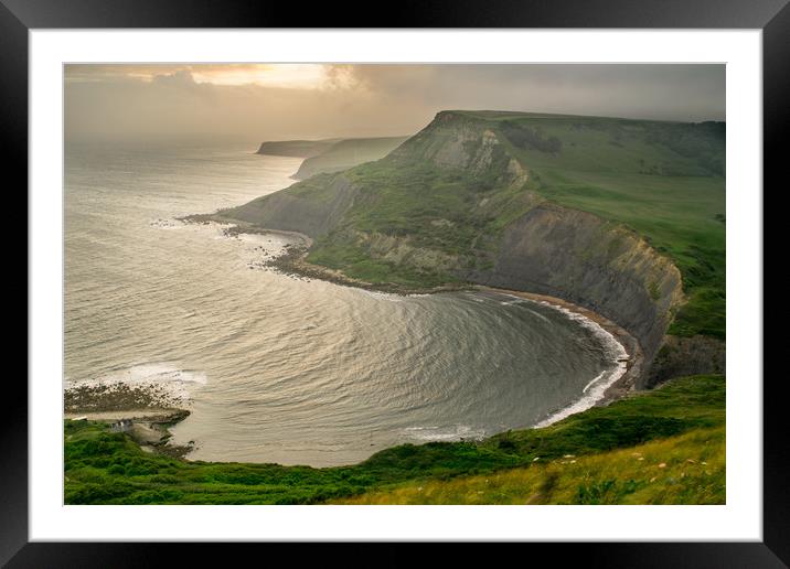 Sunset at Chapmans Pool on the Jurassic Coast in D Framed Mounted Print by Owen Vachell