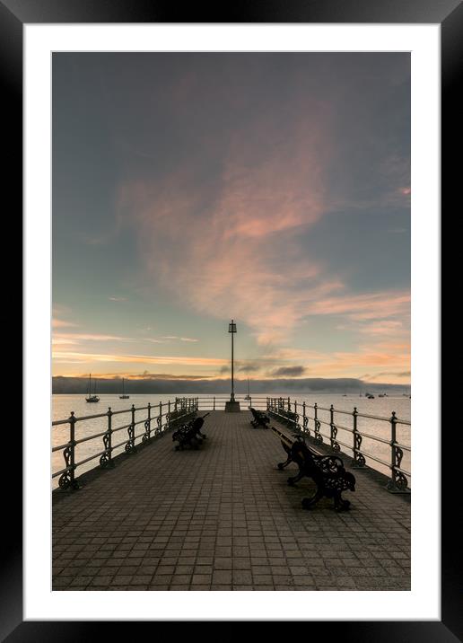 Sunrise at Banjo Pier in Swanage Framed Mounted Print by Owen Vachell
