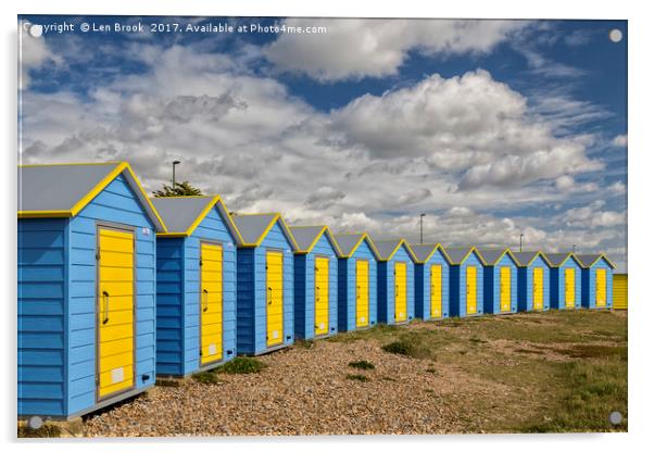 Littlehampton Beach Huts Acrylic by Len Brook