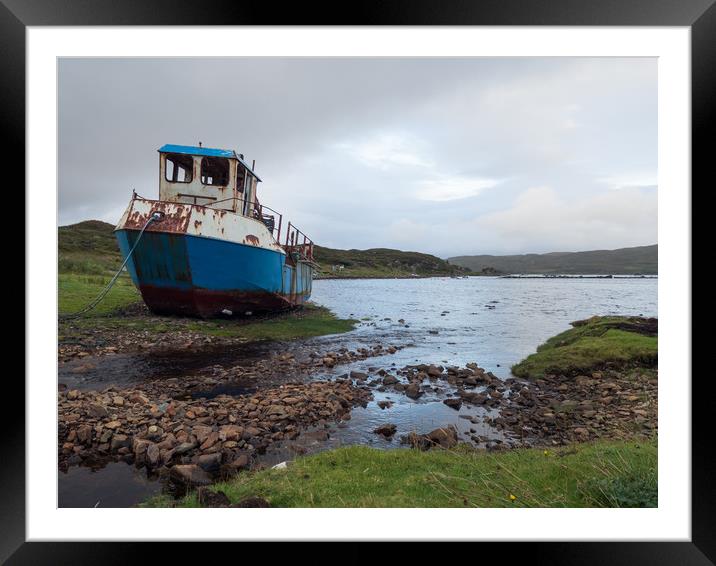 Abandoned Fishing Boat on the Shore of Loch Eishor Framed Mounted Print by Maarten D'Haese