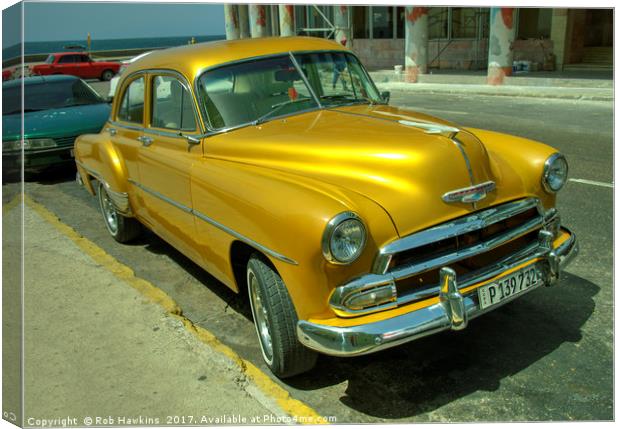 Yellow Chevy  Canvas Print by Rob Hawkins