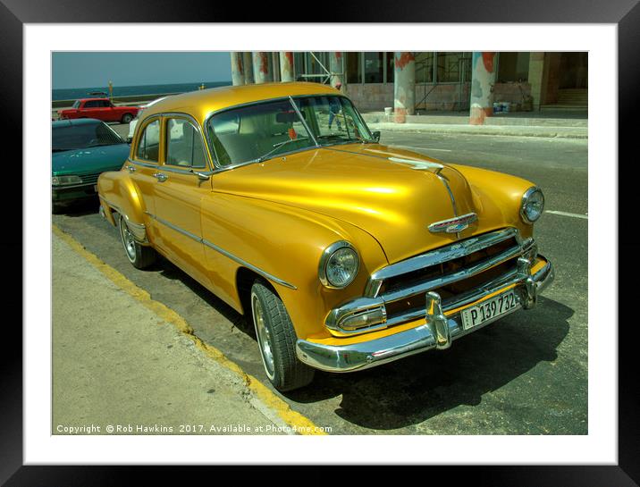 Yellow Chevy  Framed Mounted Print by Rob Hawkins