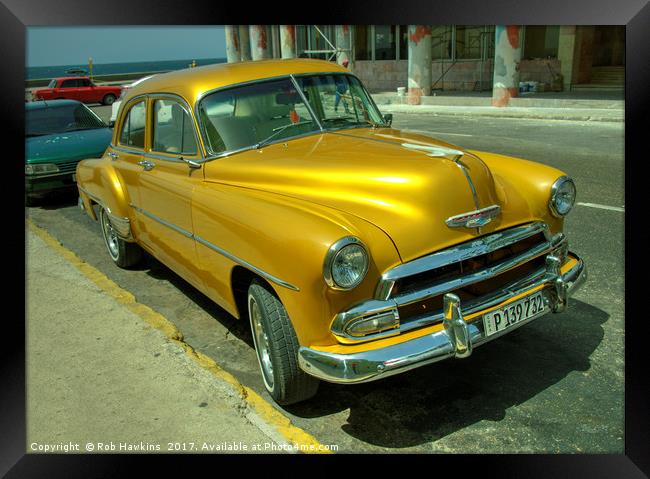 Yellow Chevy  Framed Print by Rob Hawkins