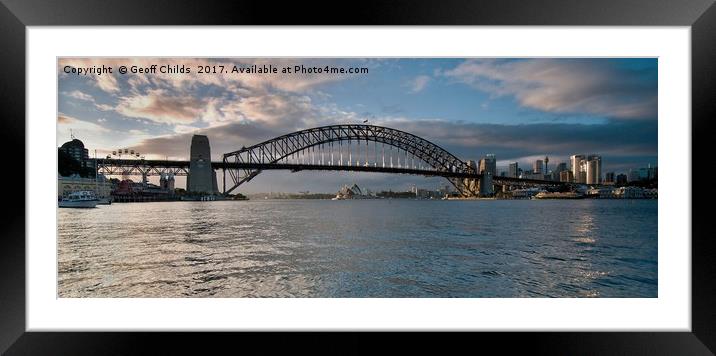 Sydney Harbour Bridge at sunrise Framed Mounted Print by Geoff Childs