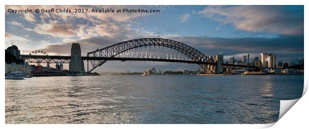 Sydney Harbour Bridge at sunrise Print by Geoff Childs