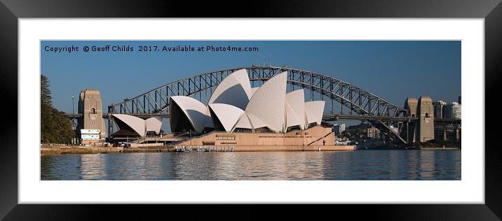 Sydney Harbour Bridge, city landscape Framed Mounted Print by Geoff Childs