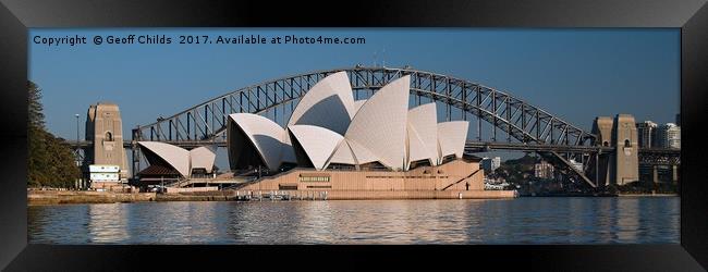 Sydney Harbour Bridge, city landscape Framed Print by Geoff Childs