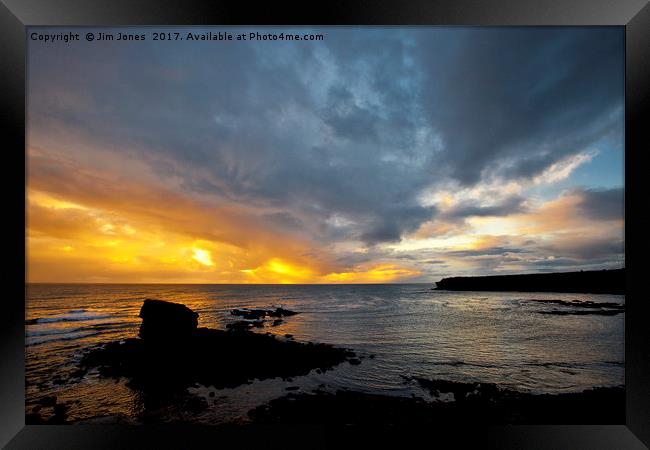 Sunrise at Collywell Bay Framed Print by Jim Jones