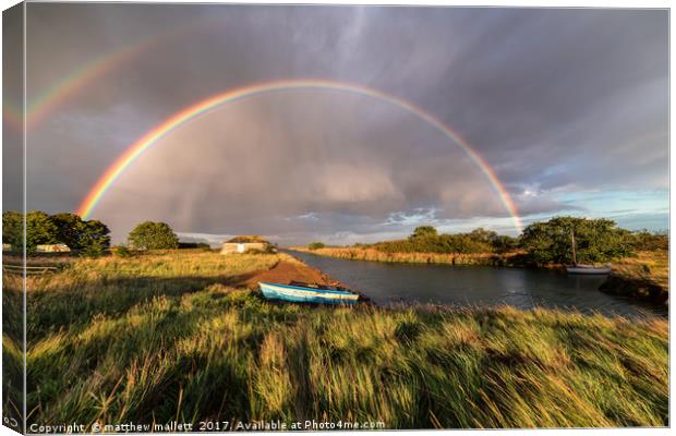 September Rainbow Over Beaumont Essex Canvas Print by matthew  mallett