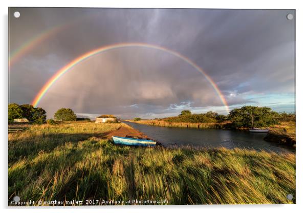 September Rainbow Over Beaumont Essex Acrylic by matthew  mallett
