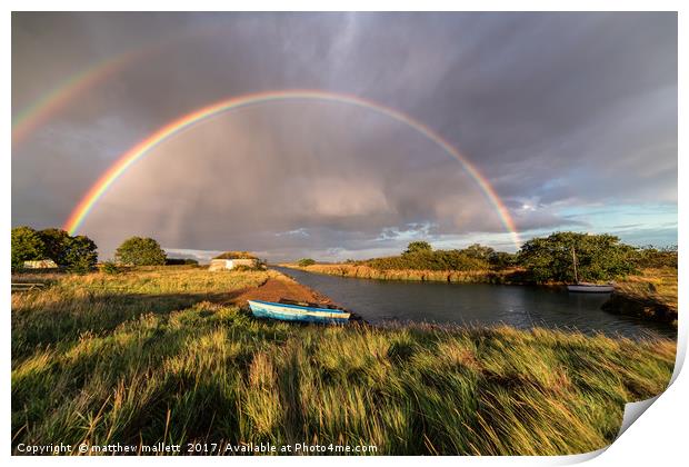 September Rainbow Over Beaumont Essex Print by matthew  mallett