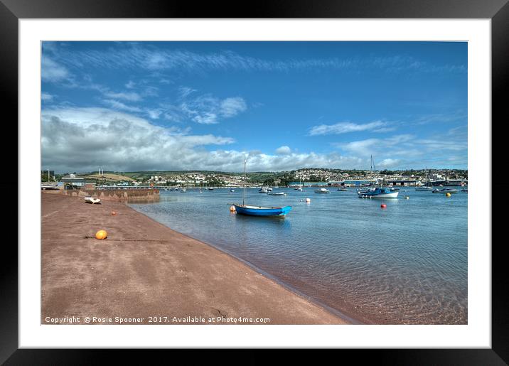 Peaceful view of  Shaldon Beach on The River Teign Framed Mounted Print by Rosie Spooner