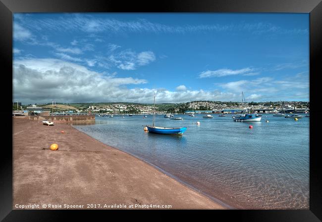 Peaceful view of  Shaldon Beach on The River Teign Framed Print by Rosie Spooner