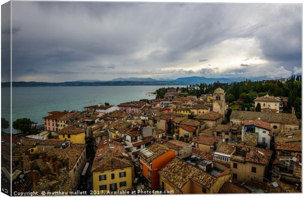 Sirmione Italy Rooftop View Canvas Print by matthew  mallett