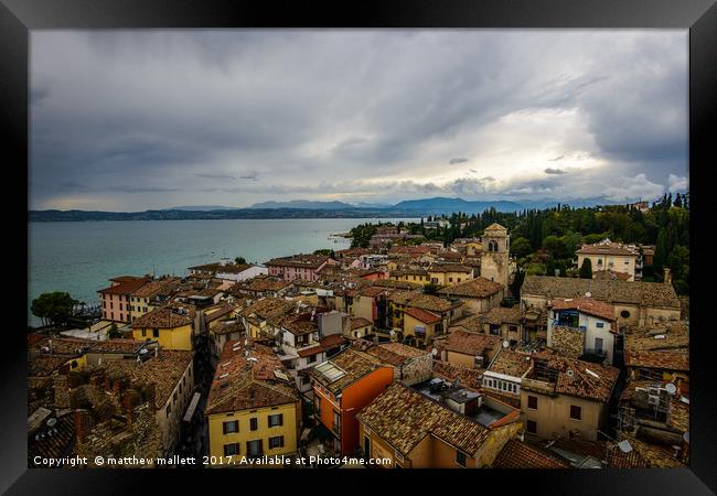 Sirmione Italy Rooftop View Framed Print by matthew  mallett
