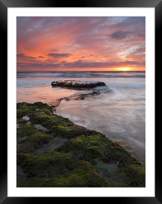 Swamis Beach Sunset Framed Mounted Print by Mike Dawson