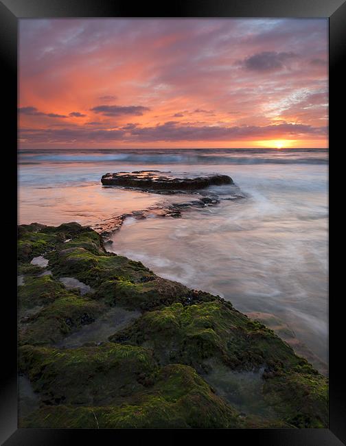 Swamis Beach Sunset Framed Print by Mike Dawson