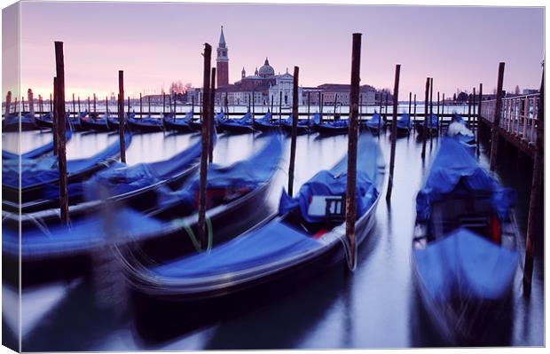 Moored Gondolas in Venice Canvas Print by Martin Williams