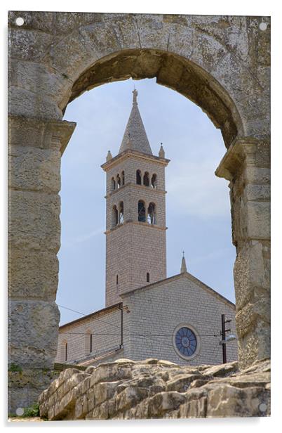 Church of St Anthony in pula, Croatia Acrylic by Ian Middleton